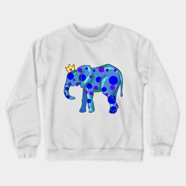 Elephant with Polka Dots and Crown Crewneck Sweatshirt by Whoopsidoodle